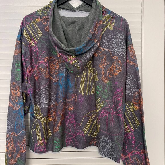 Disney Parks Women’s Cropped Hoodie Disney Villains Graphic Pullover - Picture 3 of 4